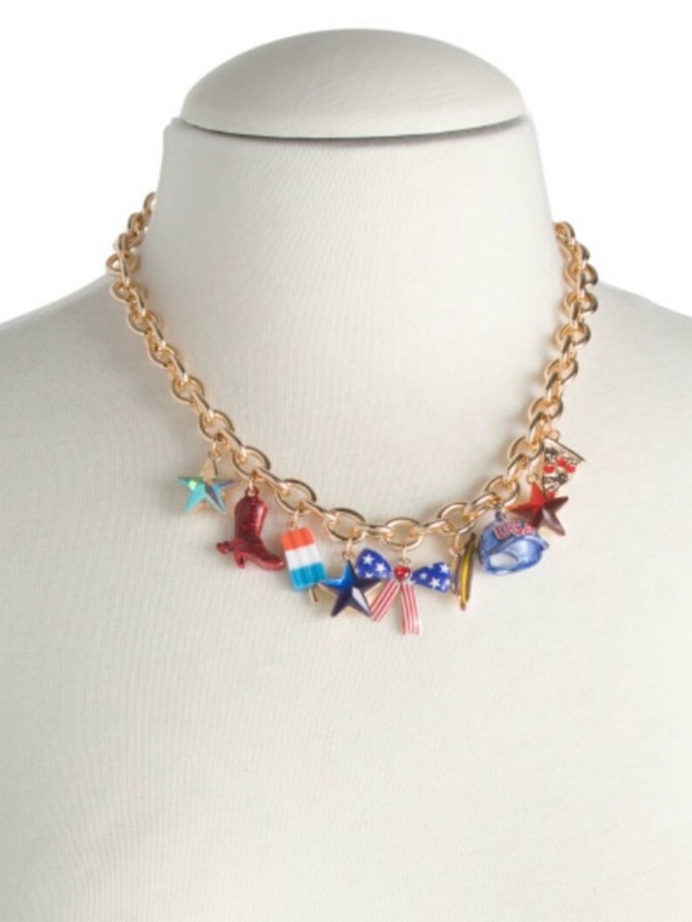 🇺🇸Betsey Johnson USA Charm Necklace with Red, White & Blue Accents